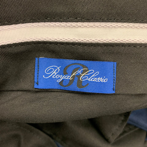 HOLLAND & SHERRY Size 38 Navy Window Pane Flat Front Dress Pants