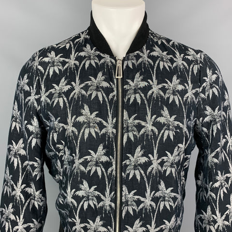 PS by PAUL SMITH Size M Black & Grey Jacquard Cotton Blend Bomber Jacket