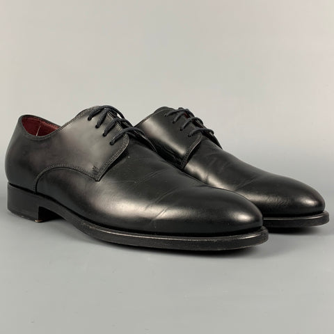 CANALI Taille 8 Chaussures à lacets en cuir noir