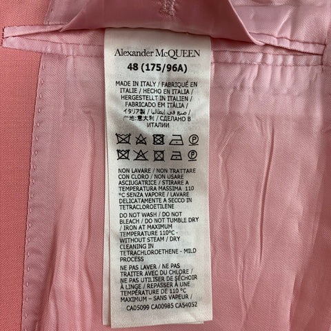 ALEXANDER MCQUEEN Size 38 Pink Wool Mohair Notch Lapel Suit