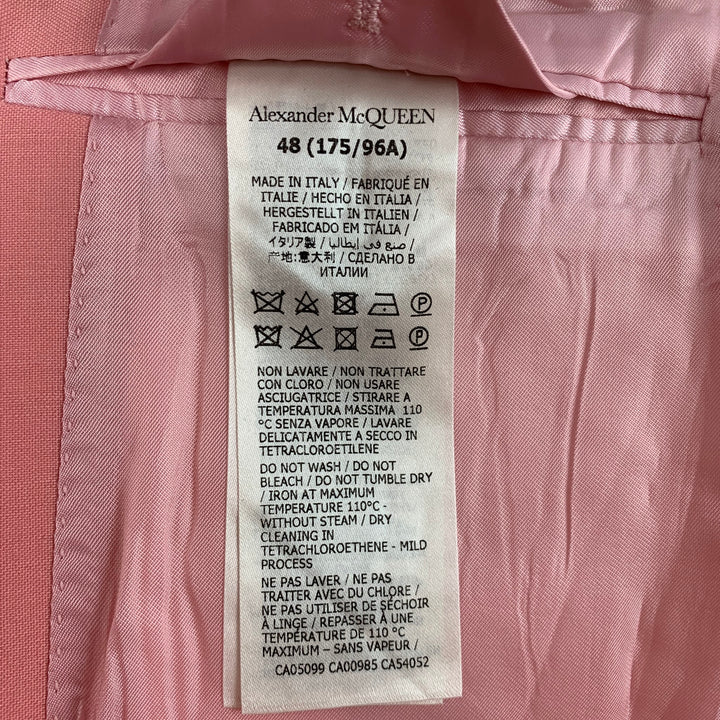 ALEXANDER MCQUEEN Size 38 Pink Wool Mohair Notch Lapel Suit