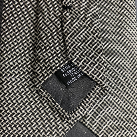 GIANFRANCO FERRE Black White Houndstooth Silk Tie