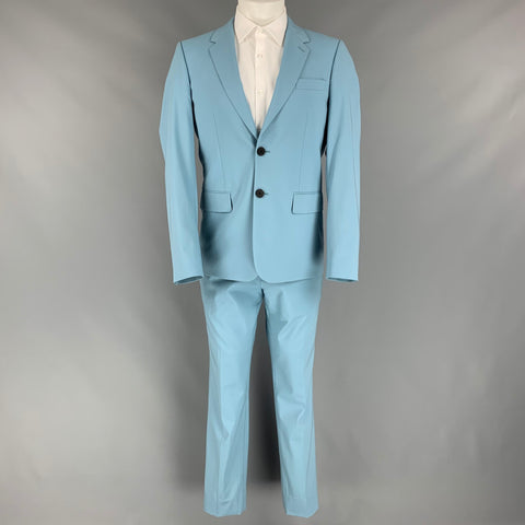 SANDRO Size 38 Light Blue Wool Notch Lapel Suit