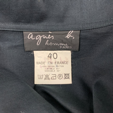 AGNÈS B. Size M Black Cotton Button Up Long Sleeve Shirt