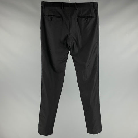 DOLCE & GABBANA Size 32 Black Jacquard Wool Silk Tuxedo Dress Pants