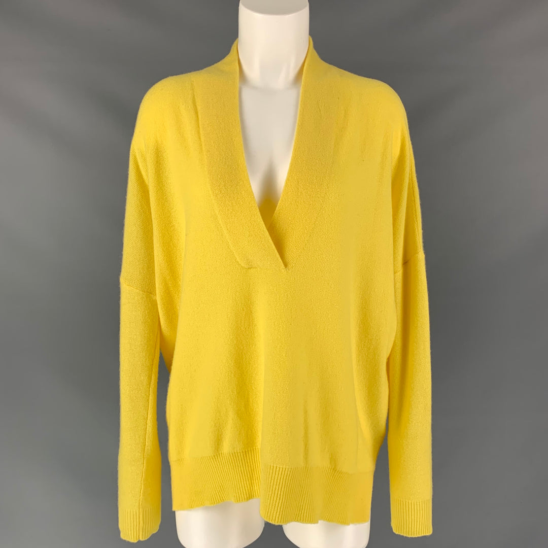RALPH LAUREN Size M Yellow Cashmere Knitted Pullover