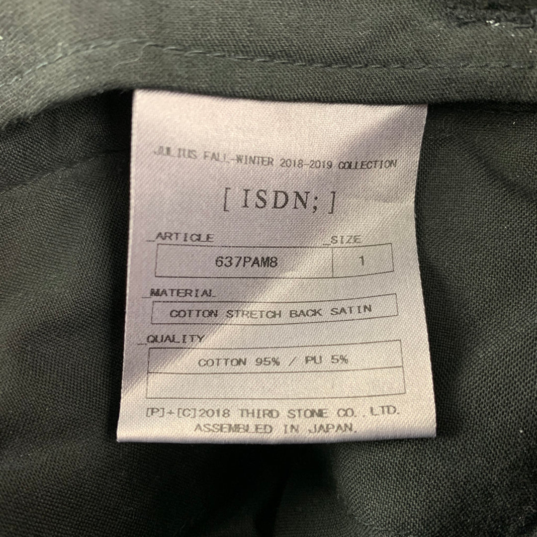 JULIUS_7 Size S Black Cotton Polyurethane Narrow Leg Casual Pants