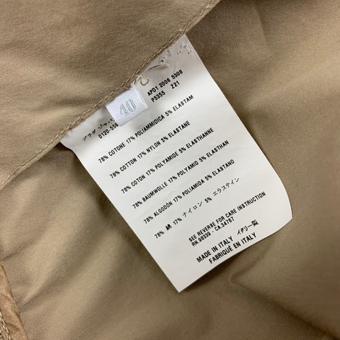 PRADA Size 4 Beige Cotton Blend Ruched Back Belted Jacket