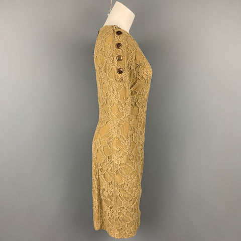 BURBERRY PRORSUM Size 8 Olive Lace Cotton Blend Shift Dress