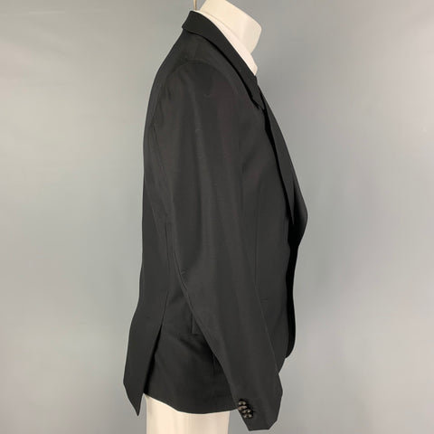 PAUL SMITH Size 40 Black Wool Silk Notch Lapel Sport Coat