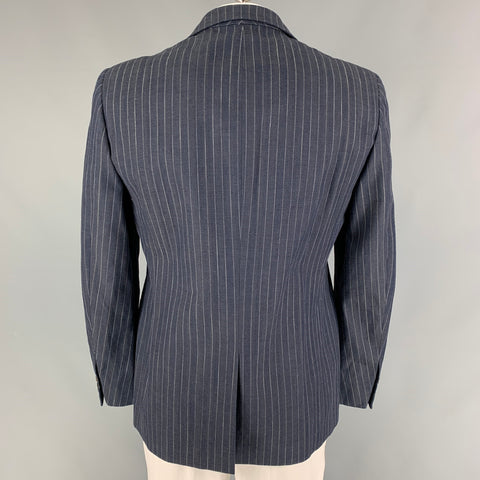RRL by RALPH LAUREN Size 44 Indigo White Pinstripe Cotton Notch Lapel Sport Coat