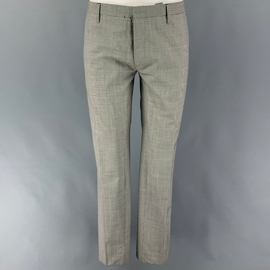 DSQUARED2 Taille 40 Costume à Revers en Laine Pied-de-Poule Noir Blanc