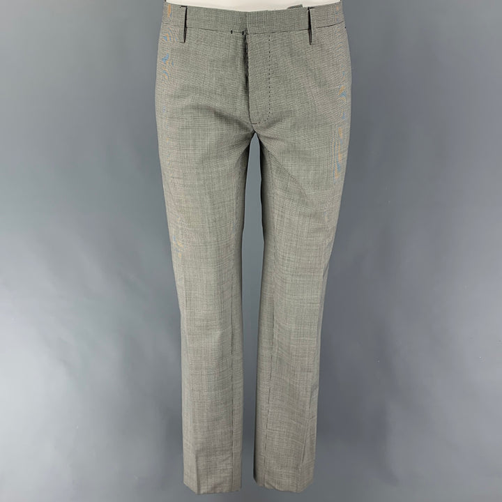 DSQUARED2 Taille 40 Costume à Revers en Laine Pied-de-Poule Noir Blanc