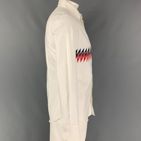 BAND OF OUTSIDERS Size M White Navy Cotton Long Sleeve Shirt