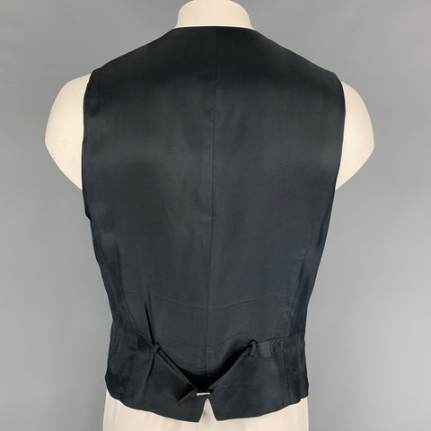 DOLCE & GABBANA Size 44 Black Jacquard Wool Buttoned Vest