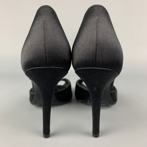 RALPH LAUREN Collection Size 9 Black Silk Open Toe Pumps