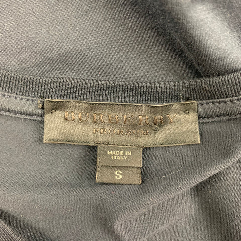 BURBERRY PRORSUM Fall 2016 Size S Navy Teal Cotton Rajastani Mirror Pocket T-shirt
