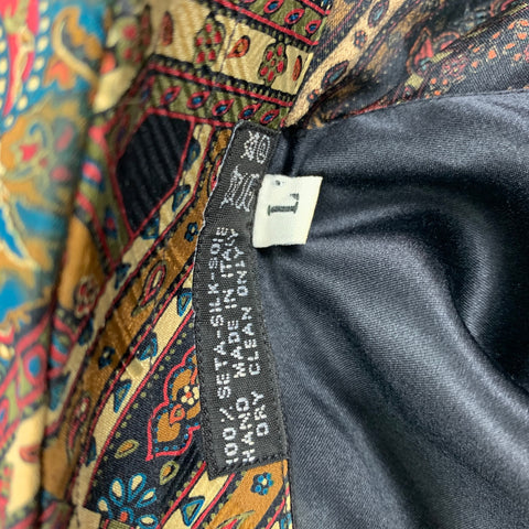 GIORGIO'S PALM BEACH Size L Brown & Gold Print Silk Button Up Long Sleeve Shirt