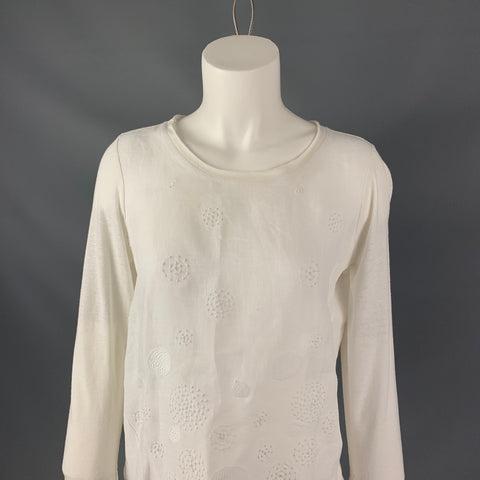 WHYCI Size 8 White Viscose Linen Embroidered Blouse