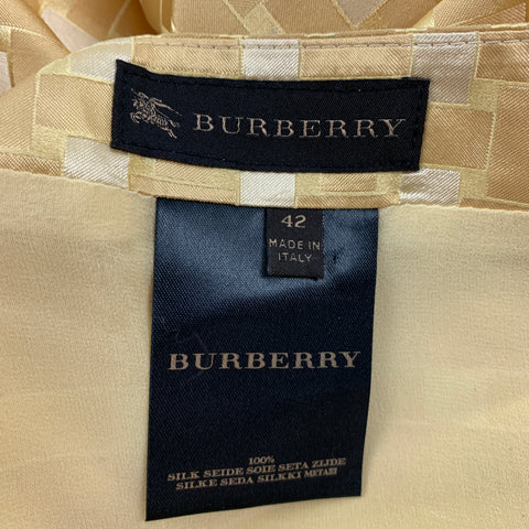 BURBERRY PRORSUM Spring 2006 Size 8 Gold Geomtric Silk Knee-Length Skirt