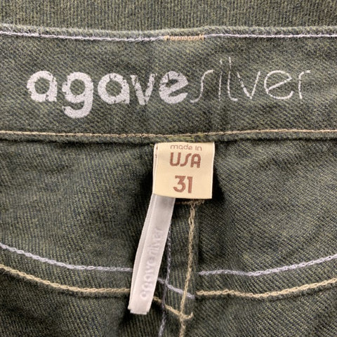 AGAVE Size 31 Forest Green Contrast Stitch Brushed Cotton Casual Pants