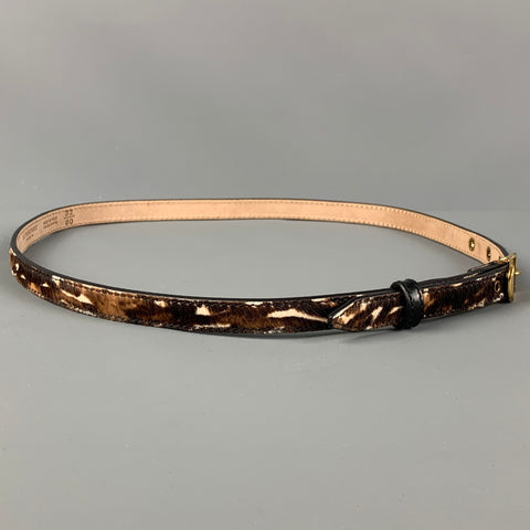 BURBERRY PRORSUM Size 32 Brown White Animal Print Pony Hair Belt