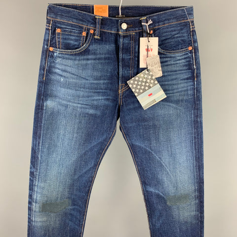 LEVI'S Size 30 Indigo Washed White Oak Cone Denim Button Down Jeans