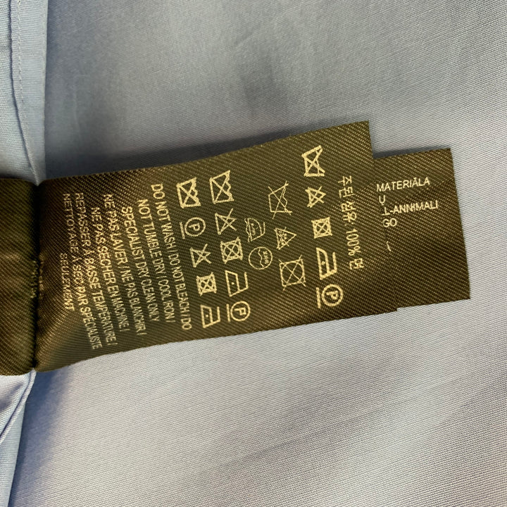 BURBERRY Size M Blue Black Solid Cotton Camp Short Sleeve Shirt