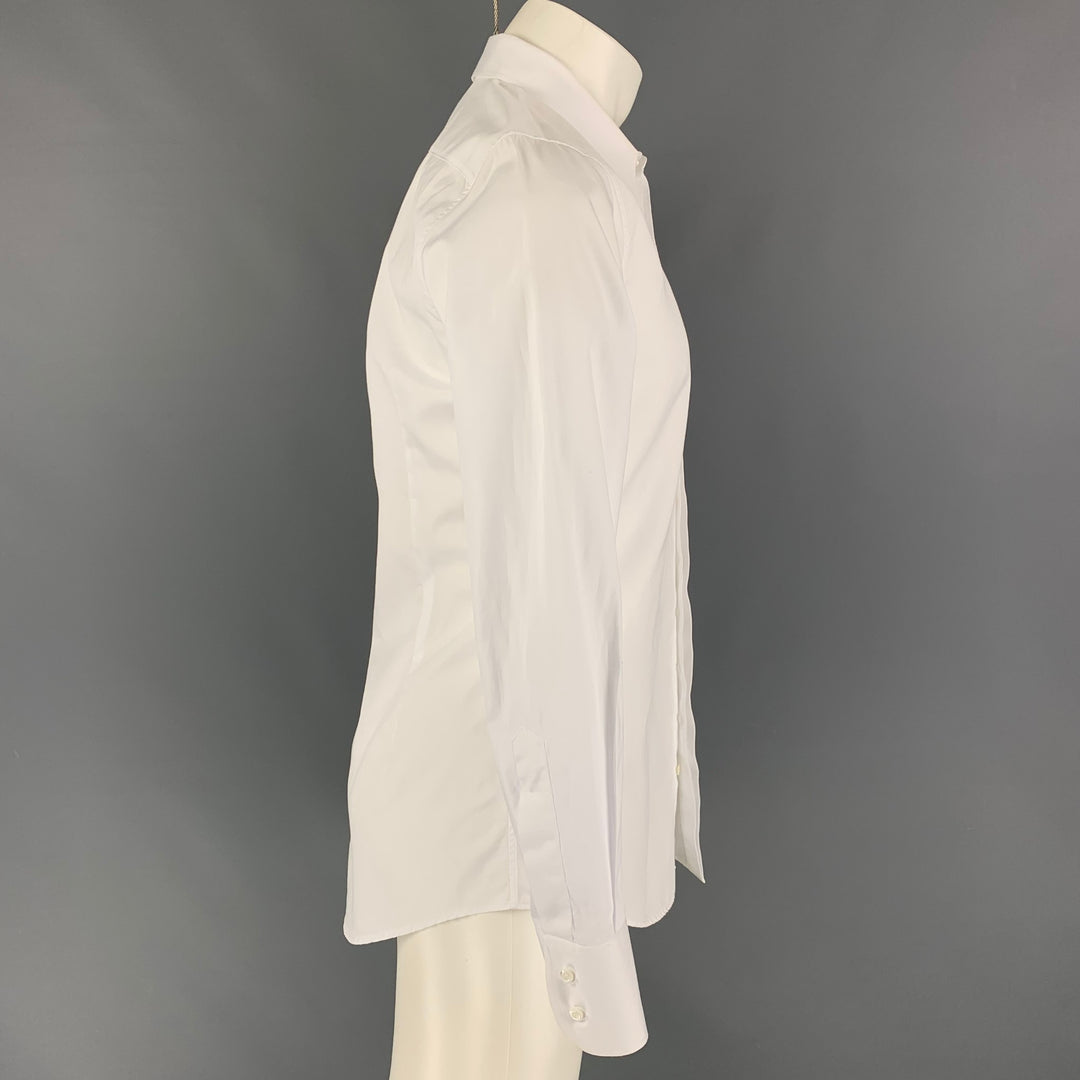 DSQUARED2 Size S White Cotton Hidden Placket Long Sleeve Shirt