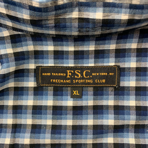 FREEMANS SPORTING CLUB Size XL Blue Checkered Cotton Long Sleeve Shirt