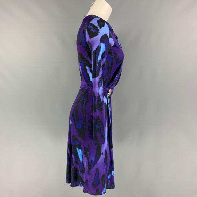 VERSACE COLLECTION Size S Purple Blue Marbled Draped Dress