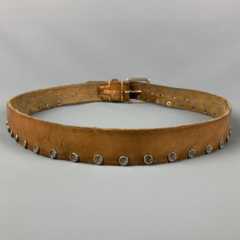 VINTAGE Size M Brown Distressed Leather Belt