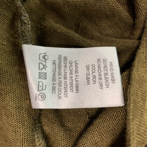 IRO Size M Olive Distressed Linen Crew-Neck T-shirt