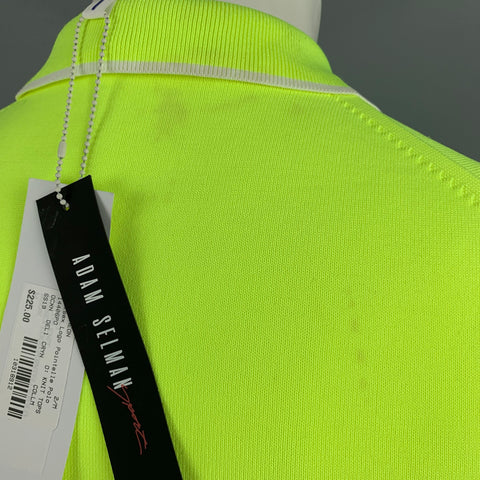 ADAM SELMAN Size M Neon White Solid Nylon Half Zip Polo