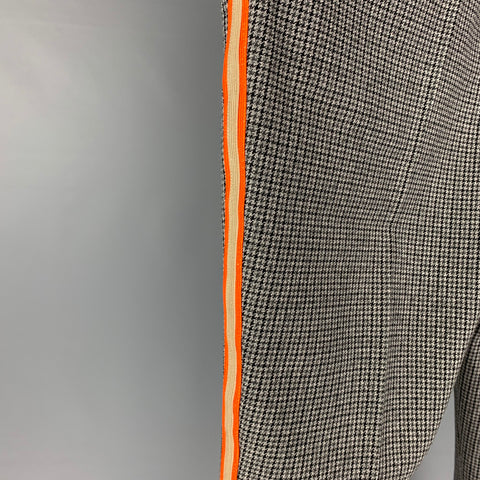 CALVIN KLEIN 205W39NYC Size 34 Grey Black Houndstooth Wool Tuxedo Dress Pants