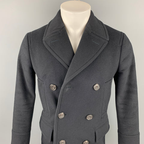 BURBERRY LONDON Size 36 Black Wool Double Breasted Peacoat