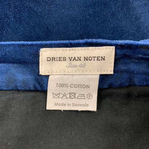 DRIES VAN NOTEN Taille 40 Ensemble col Nehru en coton bleu avec poche plaquée