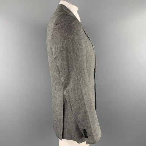 VERSACE COLLECTION Size 40 Black & White Grid Silk / Wool Sport Coat