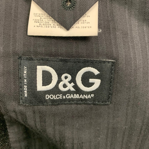 D&G by DOLCE & GABBANA Size 44 Black Velvet Cotton Notch Lapel Sport Coat