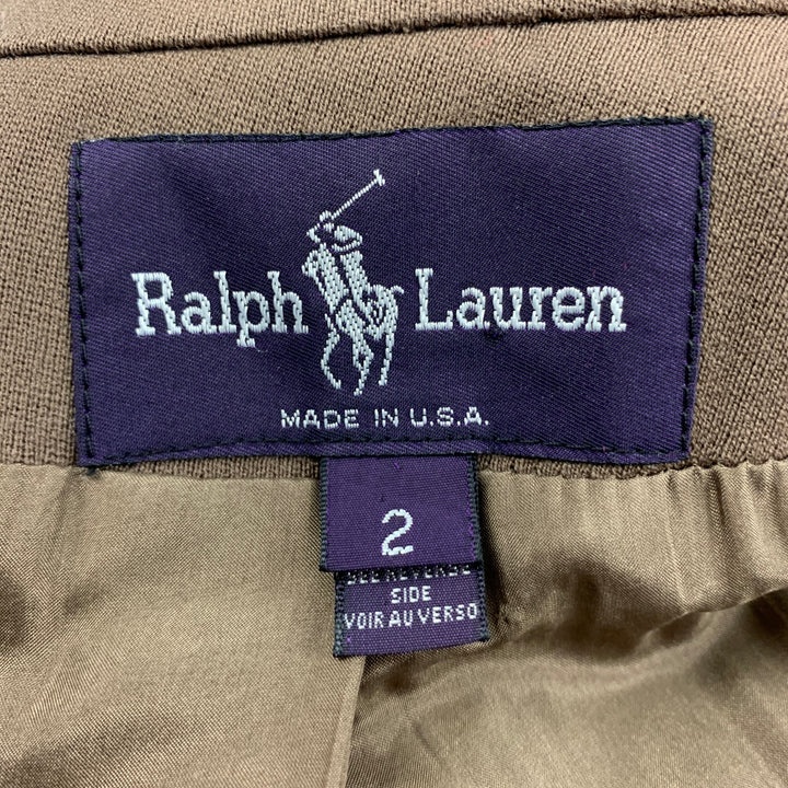 RALPH LAUREN Purple Label Size 2 Tan Wool Double Breasted Pants Suit