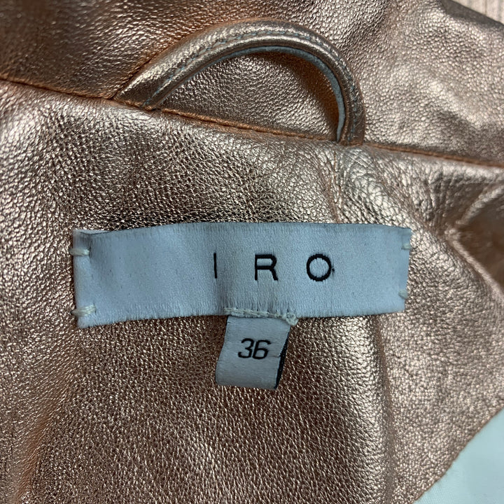 IRO Size XS Gold Leather Metallic Biker Jacket