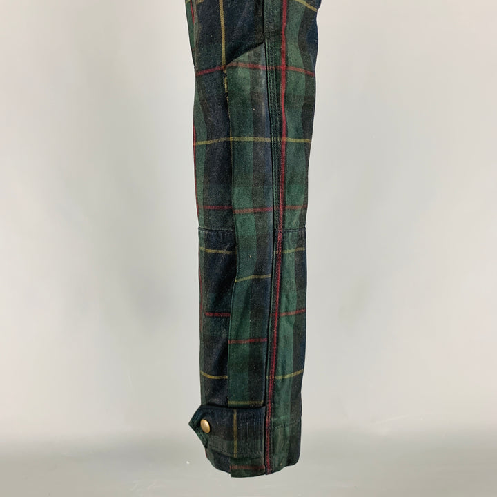 RALPH LAUREN Taille 34 Pantalon décontracté en coton élasthanne vert marine à carreaux taille basse