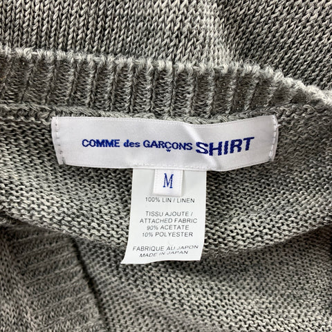 COMME des GARCONS SHIRT Size M Grey & Gold Knitted Linen V-Neck Pullover