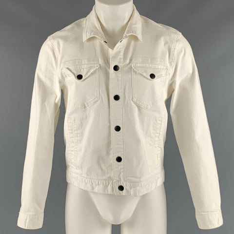 JOHN VARVATOS Taille M Veste camionneur en polyester coton blanc cassé