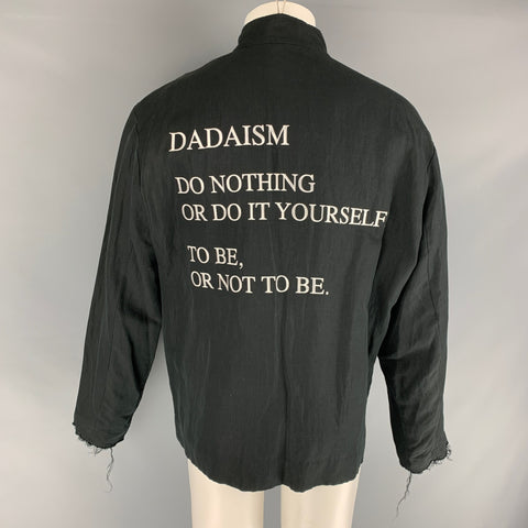 CHRISTIAN DADA Chest Size 38 Size 38 Black Solid Cotton / Linen Military Jacket