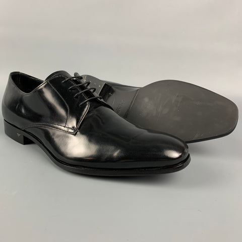 PRADA Talla 7 Zapatos Oxford con cordones de charol negro