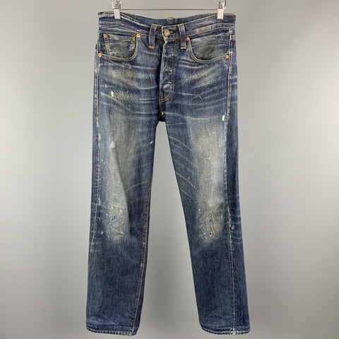LEVI STRAUSS Size 30 x 32 Wash Indigo Selvedge Denim Zip Fly Jeans
