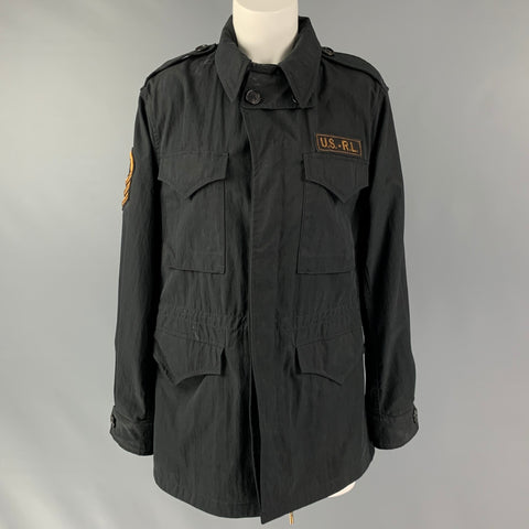 RALPH LAUREN Size 8 Black Cotton Blend Embellishment Jacket