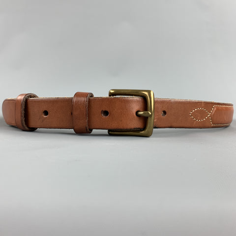 RALPH LAUREN Contrast Stitch Size 34 Tan Leather Belt