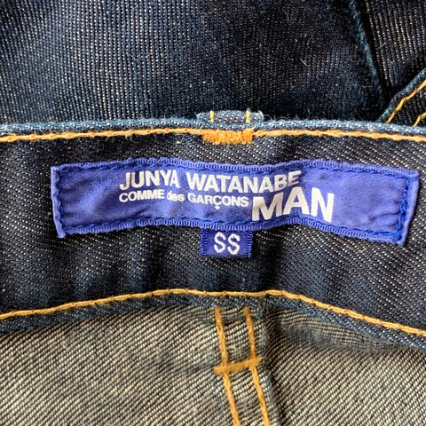 JUNYA WATANABE Size XS Indigo Contrast Stitch Cotton / Linen Cropped Jeans